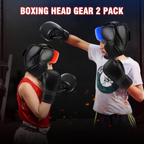 2 Pack & 1 Pack Boxing Headgear - Sparring Safety Head Guard for MMA, Kickboxing, Muay Thai, Boxing - Men, Women, Kids - color: Red & Blue, size: Small-Medium