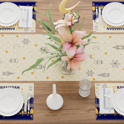 XCHI Castle Ramadan Kareem Table Runner Table Decoration for Party Home Kitchen Dining Holiday Decor 13x72 Inch - size: Table Runner 13x72 Inch