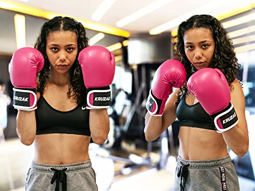 Kruzak Plain Boxing Gloves for Sparring, Kickboxing, Muay Thai, Martial Arts & MMA Fighting - Men & Women Punch Bag Mitts Training and Focus Pads Punching - color: Pink, size: 12 oz