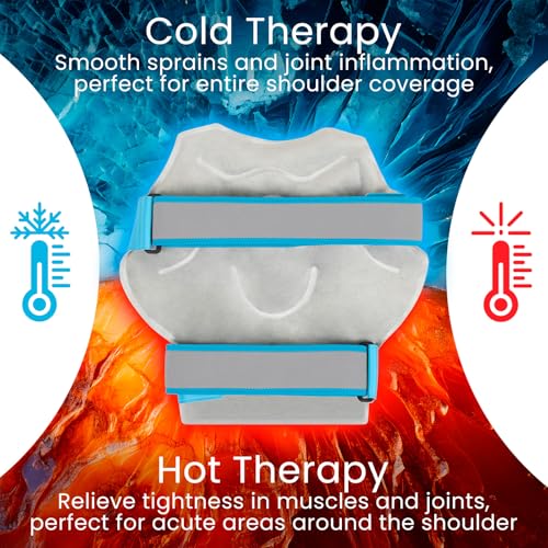 Arctic Flex Shoulder Ice Pack Wrap - Rotator Cuff Cold Therapy for Pain Relief - Reusable Gel for Injuries & Recovery After Surgery - Ice Packs Compression Brace (Blue)