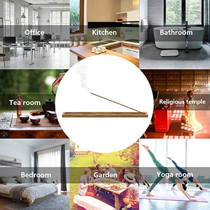 2 Pieces Natural Bamboo Incense Stick Holder Home Incent Burner with Ash Catcher