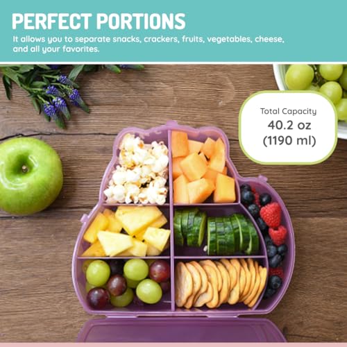 melii Animal Shaped Snackle Box - Divided Snack Container, Food Storage for Kids, Removable Dividers, Arts & Crafts, Beads, BPA-Free - Cat - color: Cat