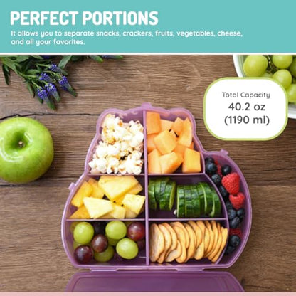 melii Animal Shaped Snackle Box - Divided Snack Container, Food Storage for Kids, Removable Dividers, Arts & Crafts, Beads, BPA-Free - Cat - color: Cat