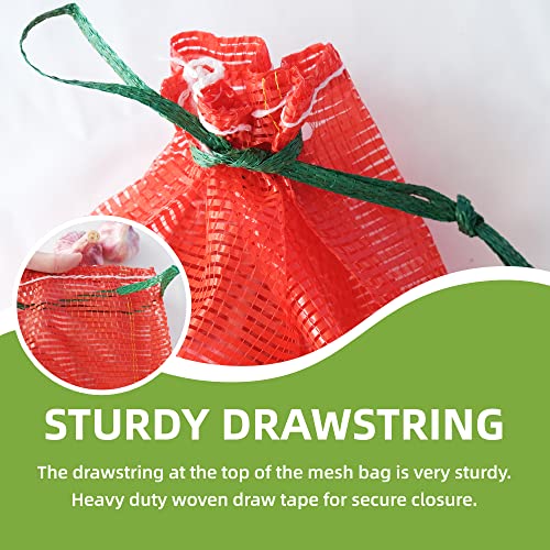 10 lb Mesh Onion Bags 100pcs, 11"×18" Mesh Produce Bags Hanging Reusable Breathable Vegetable Storage Net Bag with Drawstring for Onions Potatoes Citrus Crawfish, Red (Pack of 100) - style: Pack of 100