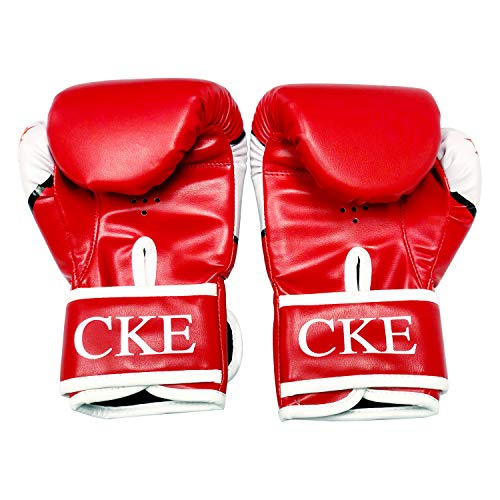 CKE Kids Boxing Gloves for Kids Boys Girls Junior Youth Toddlers Age 5-12 Years Training Boxing Gloves for Punching Bag Kickboxing Muay Thai - color: RED