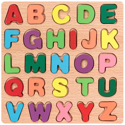 4-in-1 Wooden Alphabet Puzzle for Kids Ages 3+ – Upper & Lowercase Letters, Numbers & Shapes – Montessori Educational Learning Toy for Toddlers & Preschool – Fine Motor & Early STEM Skills