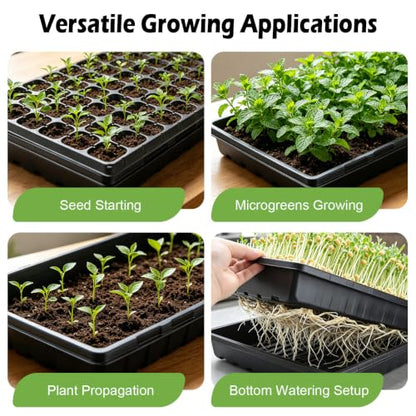 10-Pack Heavy-Duty 1020 Seed Trays with Drain Holes, Reusable Plant Flats | Durable Growing Trays, Ideal for Seed Starting, Propagation & Microgreens & Hydroponic (21" x 11", 2.36" Deep) - color: Black, size: 10p 1020 Trays with Holes