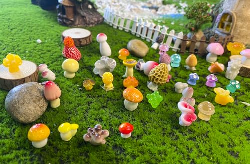 72PCS MiNi Mushroom Tiny Resin Mushroom Figurines 72 Style Mini Mushrooms Small Little Resin in Bulk for Miniature Landscape Aquarium Potted Fairy Garden Home Decor Accessories (Mushroom) - style: Mushroom