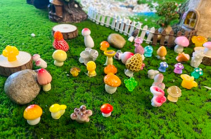 72PCS MiNi Mushroom Tiny Resin Mushroom Figurines 72 Style Mini Mushrooms Small Little Resin in Bulk for Miniature Landscape Aquarium Potted Fairy Garden Home Decor Accessories (Mushroom) - style: Mushroom