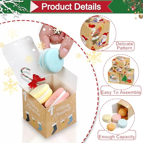 ONESING 24 Pcs DIY Christmas Advent Calendar Boxes for 2024, 24 Days Countdown Calendar Gift for Adults and Kids Christmas Cardboard Number Boxes Make & Fill Your Own Advent Calendar Boxes, Lovely Xmas Kraft Papper Box - color: Style-E