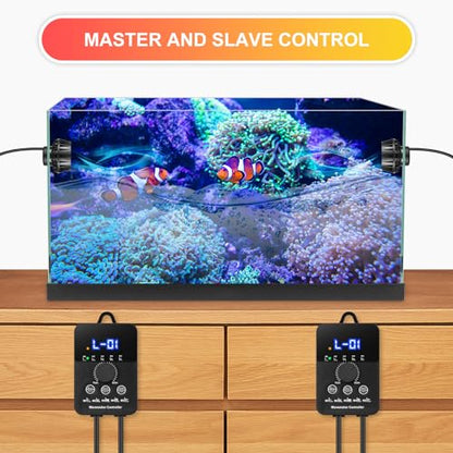 2100GPH Aquarium Wave Maker with Controller Mini DC 24V 12W Powerhead with Magnetic Mounting, Wavemaker with LED Display for 50 to 100 Gallon Tank - size: 12W 2100GPH