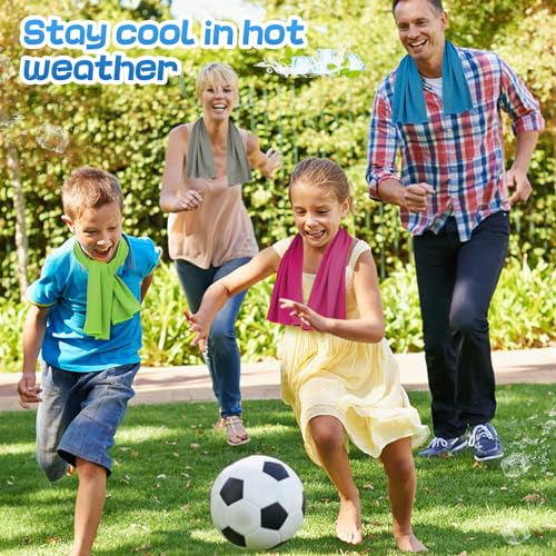 4 Pack Mini Cooling Towels (30"x9") - Kids Cooling Towel, Soft Breathable Cooling Neck Wraps with UPF 50 Sun Protection for Boys Girls Running Exercise Parent-child Activities School Outdoor Sports - color: Blue & Grey & Green & Magenta