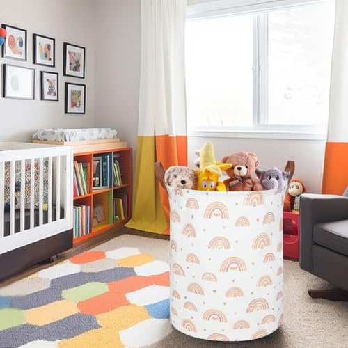 Boho Rainbow Laundry Hamper,Girls Laundry Hamper,Waterproof foldable canvas laundry basket,Baby Nursery Hamper,Gift Basket,Room Decor(Rainbow) - color: Rainbow