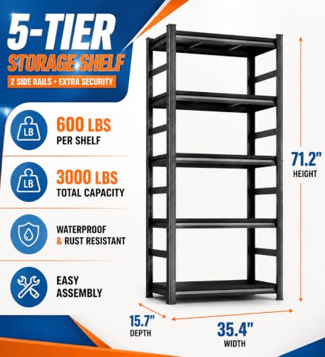 Fish Tank Stand, Convertible 2-in-1 Aquarium Terrarium Stand with Storage, Heavy Duty Metal Utility Rack for 40-50 Gallon Tanks, Adjustable Steel Shelves, Black 5-Tier, 71.2"Hx 35.4"Wx 15.7"D - size: Upgraded 5-Tier, 71.2"Hx 35.4"Wx 15.7"D