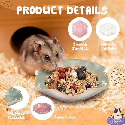 2 Pcs Hamster Food Bowl Ceramic Food Water Feeding Dish for Hamster Guinea Pig Hedgehog Gerbil Dwarf Rat Mice Chinchilla Sugar Glider(Lotus Leaf) - style: Lotus Leaf