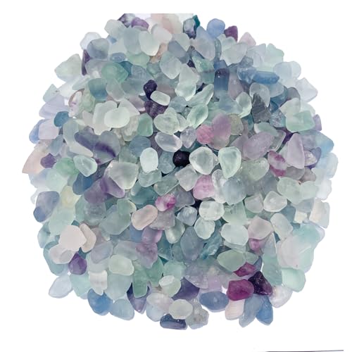 1 LB Small Crystals Rocks, Tumbled Chips Stone, Natural Quartz Crystals for Crafts, Pebbles for Indoor Plants, Decorative Stones for Vases, Succulents, Cactus - color: Fluorite 5-9mm