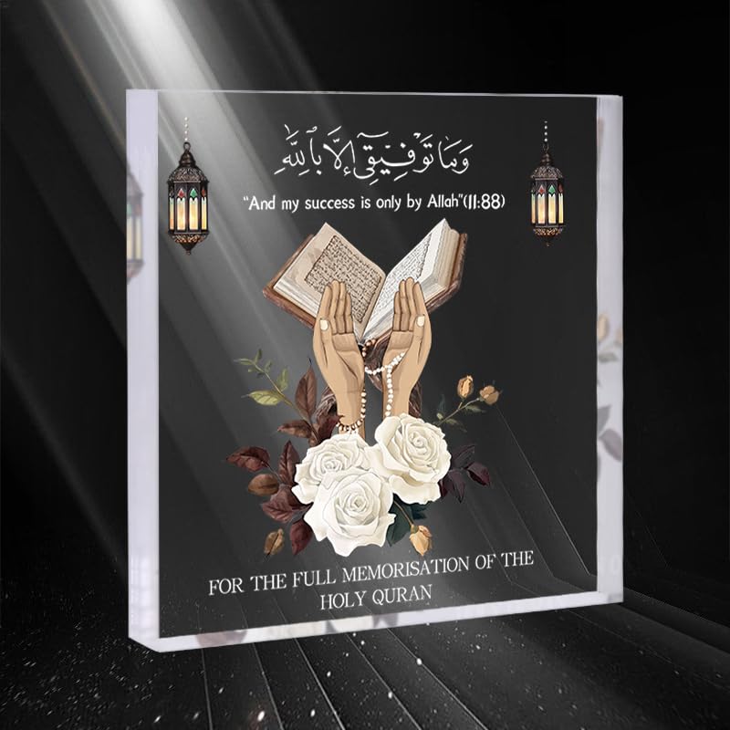 Islam Sign Acrylic Decorative Signs & Plaques, Acrylic Paperweight, suitable for Bedroom, Office, Home Desktop Decorative Art, Ideal Birthday Gift for Sister, Friends, Family (white flowers)