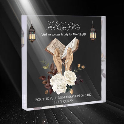 Islam Sign Acrylic Decorative Signs & Plaques, Acrylic Paperweight, suitable for Bedroom, Office, Home Desktop Decorative Art, Ideal Birthday Gift for Sister, Friends, Family (white flowers)