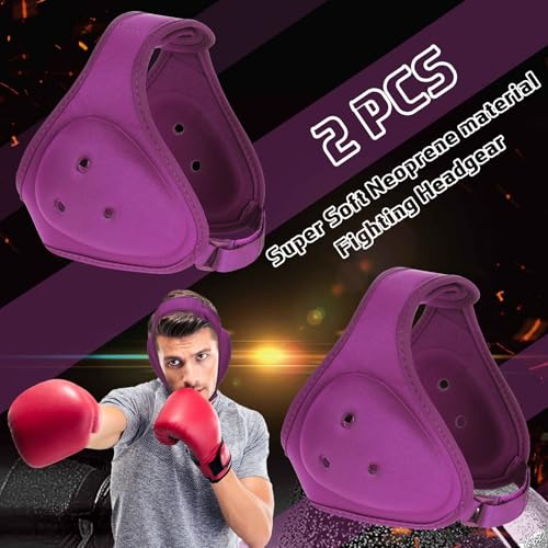 Jerify 2 Pcs Wrestling Headgear for Kids Youth Soft Grappling Headgear Wrestling Adjustable Ear Guard Protective(Dark Red) - color: purple