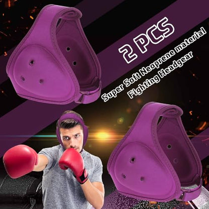 Jerify 2 Pcs Wrestling Headgear for Kids Youth Soft Grappling Headgear Wrestling Adjustable Ear Guard Protective(Dark Red) - color: purple