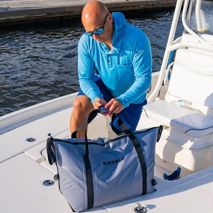 Buffalo Gear Insulated Fish Cooler - 27.5QT 58QT Waterproof Flat Bottom Bag, Leakproof and Fishing Kill Bag - color: Grey--45QT