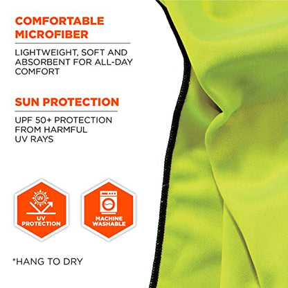 Ergodyne Chill Its 6602MF Cooling Towel, Soft Microfiber Material, UPF 50+,Lime,41" x 9.84" - color: Lime