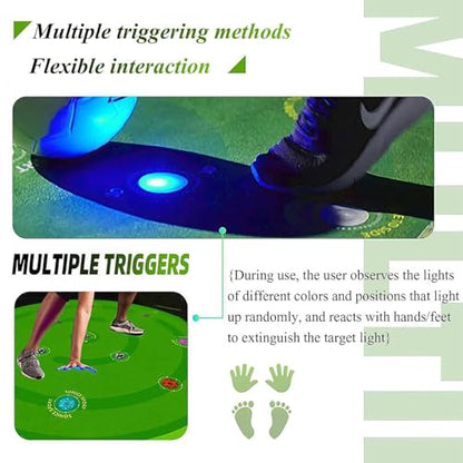 Smart Football Training Mat,1.4 M Agility Training Football Mastery Mat,Non-Slip Shock Dribble Soccer Sports Mat,with 13 Reaction Training Lights - 7 Training Modes,Football Gifts for Kids