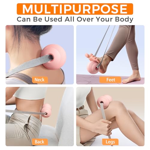 VICSKY Myofascial Release Massage Ball with Handles - Trigger Point Ball for Leg, Neck, Foot Pain Relief, Adjustable Strap, Deep Tissue & Muscle Relaxation, Pressure Release Tool (Pink) - color: B: Pink, Single Ball