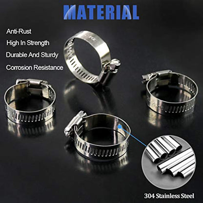 Glarks 20Pcs 304 Stainless Steel Adjustable 21-38MM Range Worm Gear Hose Clamps Assortment Kit, Fuel Line Clamp for Water Pipe, Plumbing, Automotive and Mechanical Application (21-38MM) - size: 21-38MM