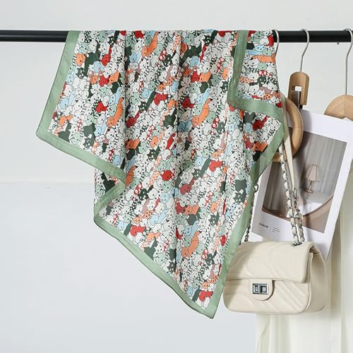 Square Silk Scarf Women Shawl Headbands Small Soft Neckkerchief Cat Print Bandana Satin Hijab Scarves - color: 23