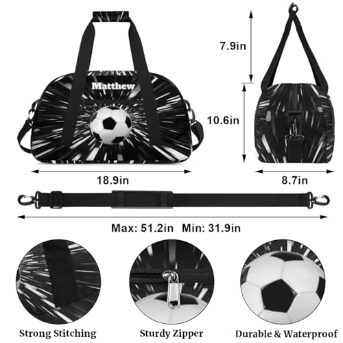 Custom Boys Sports Soccer Training Bag Abstract Black Background | Personalized Named Practice Travel Overnight Training Bag - color: Color 17