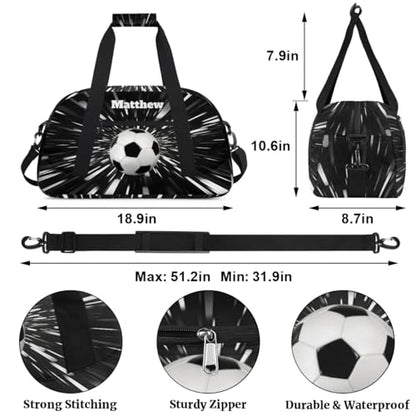 Custom Boys Sports Soccer Training Bag Abstract Black Background | Personalized Named Practice Travel Overnight Training Bag - color: Color 17