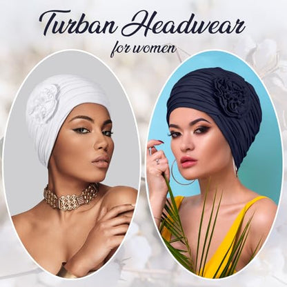 JenPen 4 Pcs Cotton Chemo Headwear for Women Turban Soft Cancer Head Scarf Hats Beanie Elastic Hair Wraps - color: Solid Color