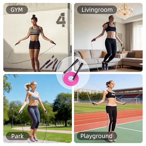 YUEDONG Cardio Jump Rope for Women & Men, 5mm PVC Fitness Rope for Weight Loss & Home Workouts - color: WHITE