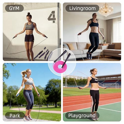 YUEDONG Cardio Jump Rope for Women & Men, 5mm PVC Fitness Rope for Weight Loss & Home Workouts - color: WHITE