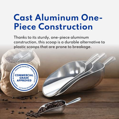 New Star Foodservice 34547 One-Piece Cast Aluminum Round Bottom Bar Ice Flour Utility Scoop, 24 -Ounce, Silver (Hand Wash Only) - size: 24-Ounce