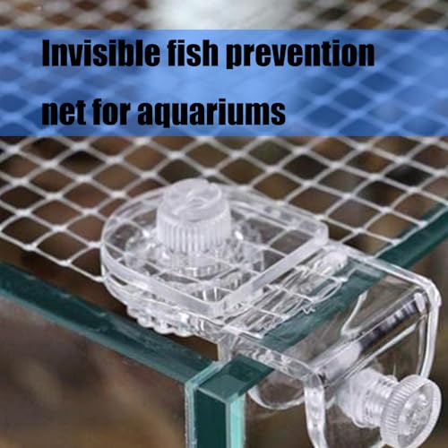 Invisible Anti Jump Netting for Fish Tanks Includes 5 Mounts Clear Netting Covers Clear Fish Tanks Covers with Holders