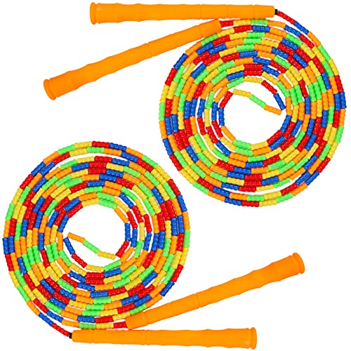 Supertrip Double Dutch Jump Rope Soft Beaded Jump Rope Long Jump Rope 16 FT, Jump Ropes For Women Adult Kids Adjustable Skipping Rope Long Enough for 4-5 Jumpers - color: Orange