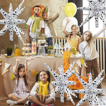 6 Pcs Spots Star Foil Balloons One-Piece 14-Pointed Star Balloon 4D Starburst Cone Mylar Balloon 22inch Christmas Birthday Wedding Wedding Anniversary Party Supplies (Spots) - color: 22 Inches Spots