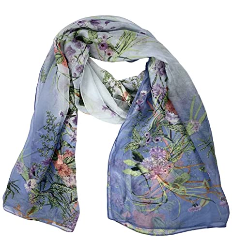 Xyueanlo Scarfs for Women Lightweight Scarves Fashion Print Floral Pattern Scarf Shawls - color: F-blue