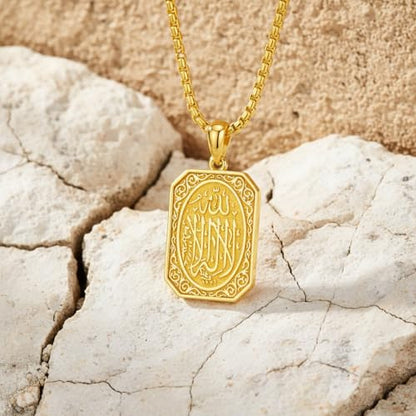 PELOVNY Allah Necklace for Men Women 925 Sterling Silver Islam Allah Pendant Chain Islamic Muslim Religious Jewelry Gifts - color: Allah-03-Golden