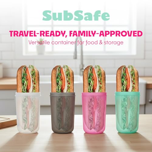 SubSafe 3-Piece Sub Sandwich Container, Seafoam Green - As Seen on Shark Tank - Waterproof, Crushproof, BPA-Free Food Storage that Floats - Fits 6 & 12 in Subs - Great for Travel, Beach, Camping - color: Seafoam Green 3 piece