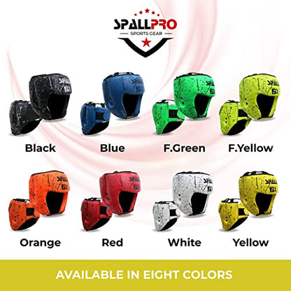 Spall Pro Boxing Headgear, Sparring Helmet for Fighting Sports Karate Boxing Martial Arts MMA and Taekwondo - color: Yellow