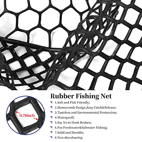 Rubber Fishing Net Large Folding Landing Collapsible Aluminum Pole Handle with Deep Net for Fishing,Big Fishing Net for Freshwater and Saltwater,Fly Fsihing Net Extend to 67 inches
