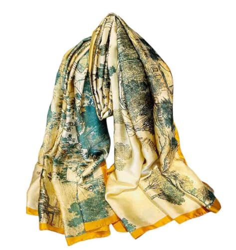 Xyueanlo Scarfs for Women Lightweight Scarves Fashion Print Floral Pattern Head Scarf Wraps Shawls - color: Yellow