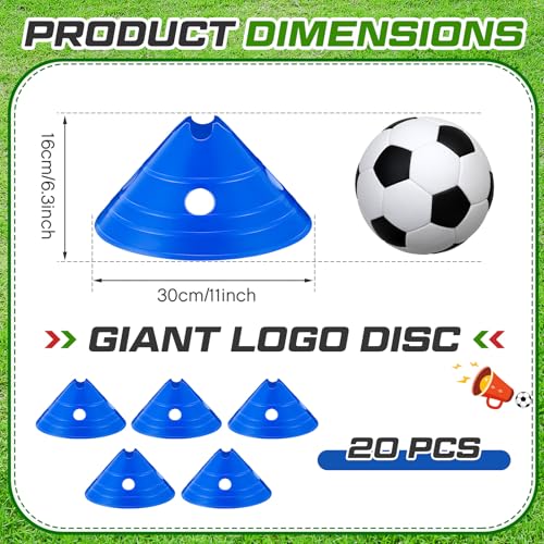 Jumbo Disc Cones Jumbo Soccer Cones with Mesh Bag Giant Large Agility for Soccer Training Adult Sports - color: Blue