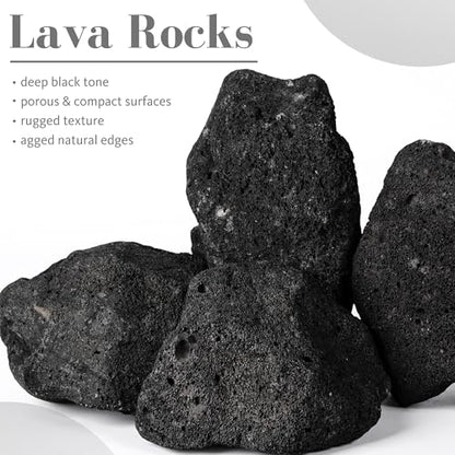 6.1-8.1 Inches Natural Black Lava Rock, 4 PCS Large Aquarium Rocks for Aquascaping, Terrariums, Reptile Tanks & Aquarium Décor - size: 6.1-8.1 in
