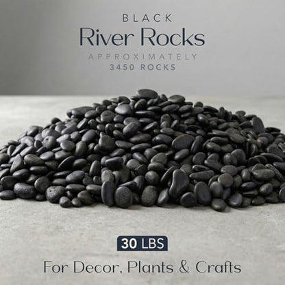 Royal Imports River Rocks, Aquarium Gravel – Black 0.5"- 0.75" - 30 lbs | Decorative Ornamental Vase Filler Pebbles for Potted Plants, Terrariums, Vases, Succulents, Fish Tank Gravel, DIY & Crafting - size: Small - 30 lbs, style: Black