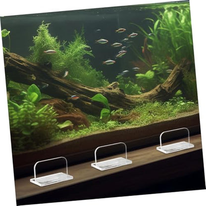 6pcs Transparent Acrylic Aquarium Lid Handles Sturdy Fish Tank Cover Handles with Stickers Rectangle Replacement for Betta Fish Tanks Versatile Aquarium Accessories