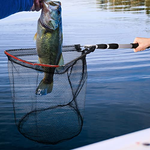2 Pack Fishing Net with Telescopic Pole Handle, Fish Landing Net with Sturdy Collapsible Handle, Folding Nylon Mesh Landing Net for Saltwater and Freshwater, Extend to 51 in(Black, White)